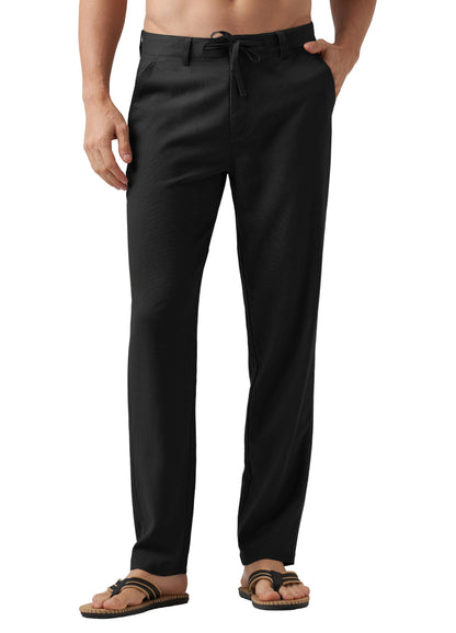 Willit Men's Linen Pants Casual Linen Dress Pants Drawstring Beach Summer Lightweight Trousers 29" 30" 32"