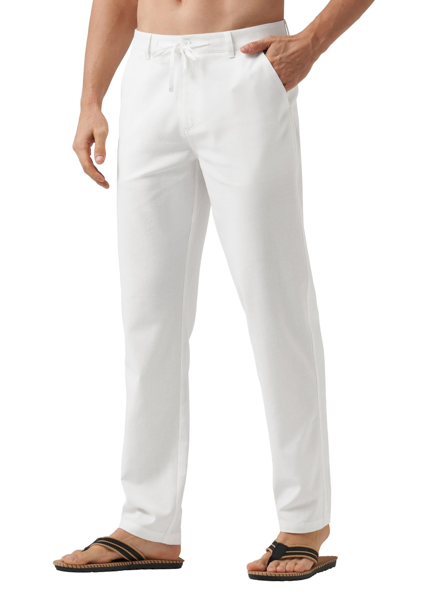 Willit Men's Linen Pants Casual Linen Dress Pants Drawstring Beach Summer Lightweight Trousers 29" 30" 32"
