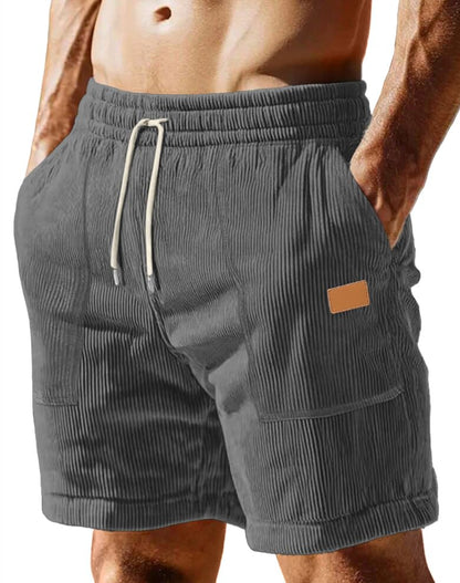 Sailwind Men's Casual Corduroy Shorts Lightweight Elastic Waist Drawstring Summer Beach Shorts