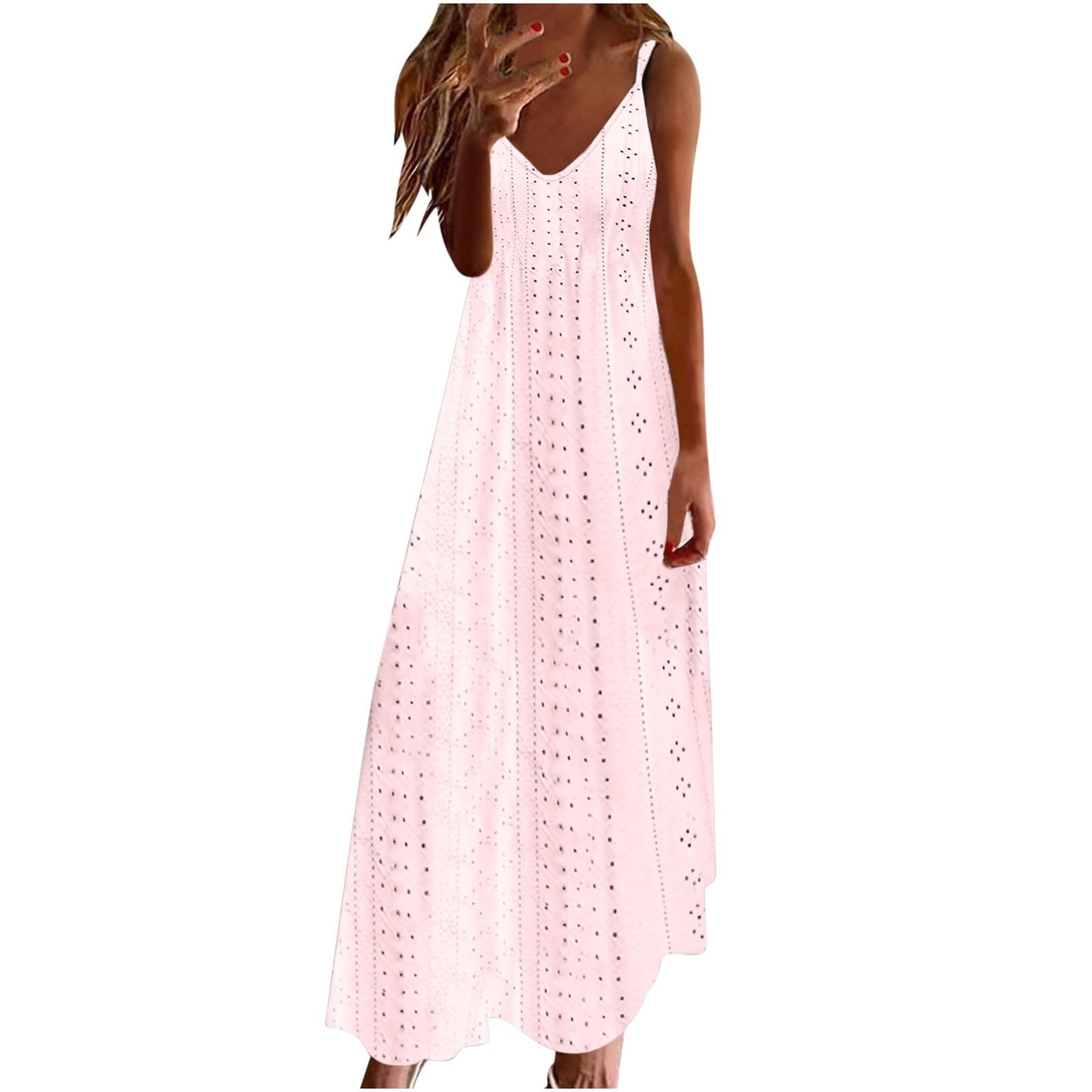 Ceboyel Women Floral Spaghetti Strap Sundress Casual Summer Long Maxi Dress Vneck Sexy Boho Dresses Trendy Beach Clothes