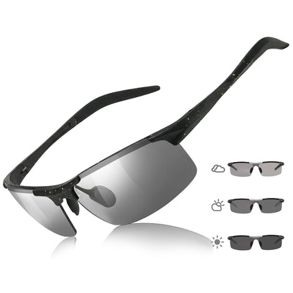 TJUTR Mens Photochromic Sunglasses Day & Night Driving Z87 Sun Glasses Polarized UV400 Protection Safety Glasses