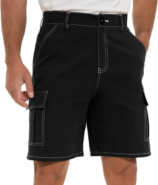 Sailwind Men Cargo Cotton Shorts Casual Summer Contrast Topstitching Cargo