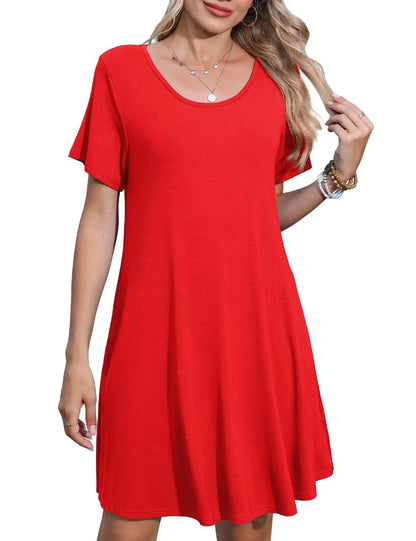 JollieLovin Plus Size Summer T-Shirt Casual Dresses for Curvy Women Flowy Swing
