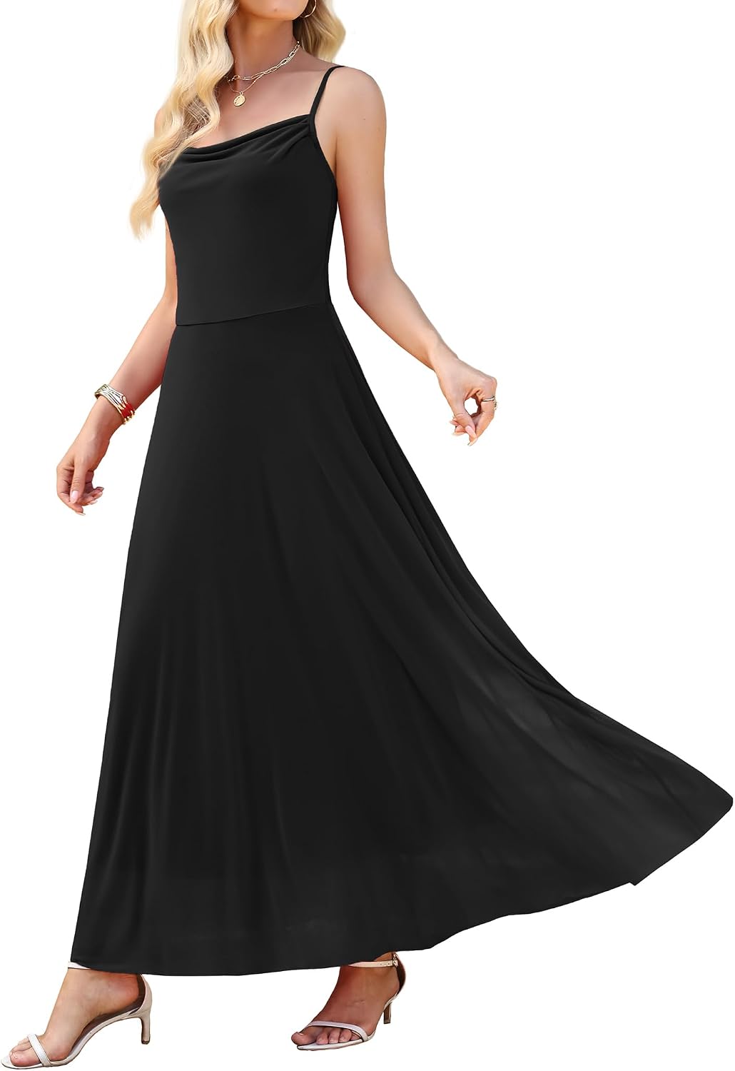 WEACZZY Cocktail Dresses for Women 2026 Spaghetti Strap Sundress Wedding Guest Maxi Dress