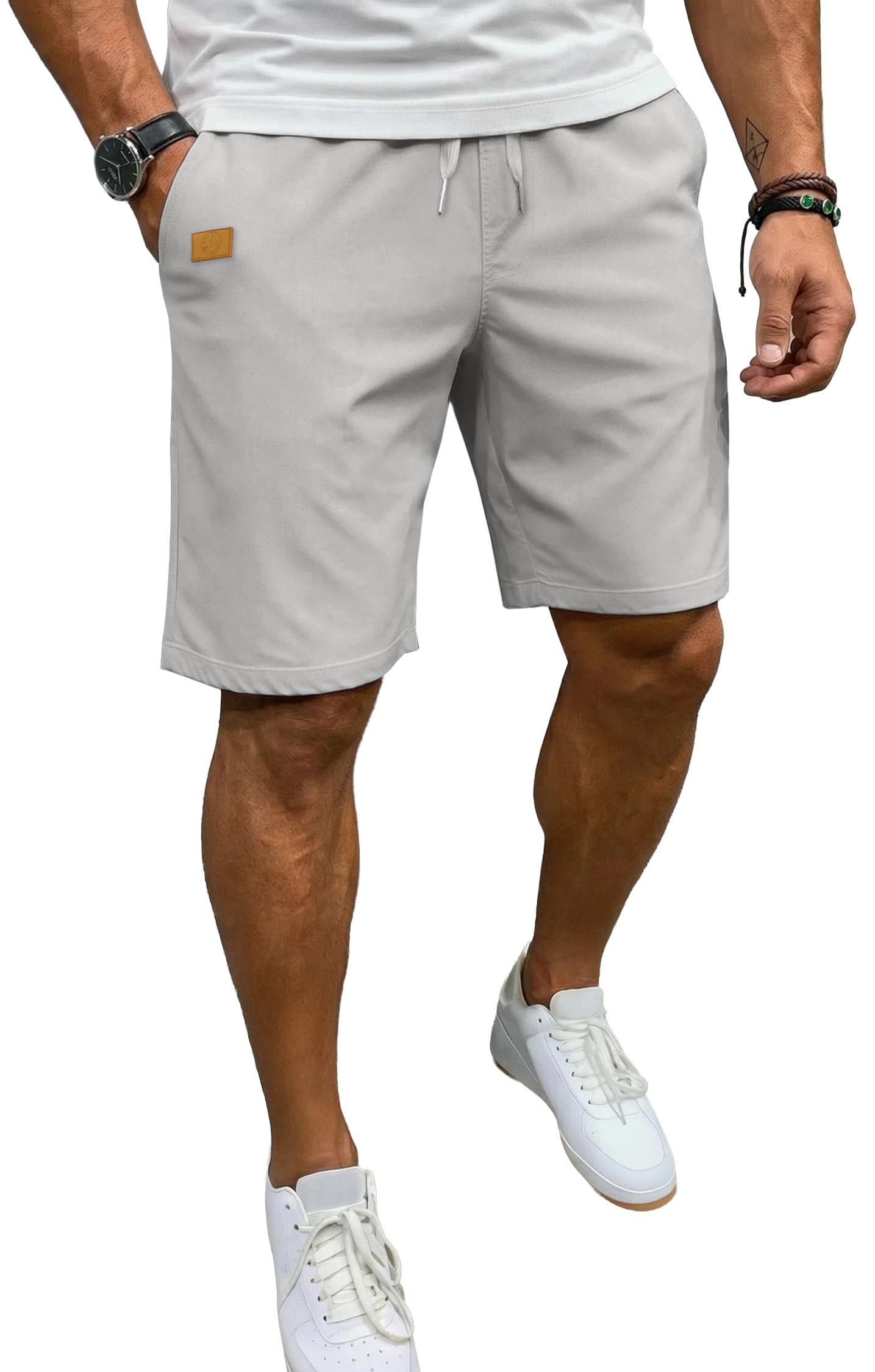Sailwind Men's Casual 7" Shorts Elastic Waist Drawstring Summer Twill Golf Short