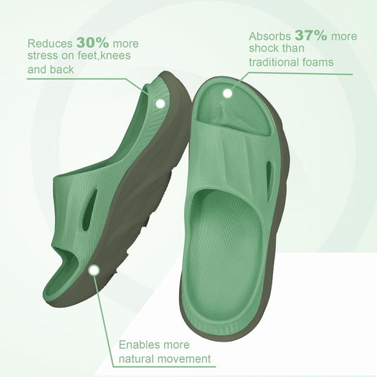 Recovery Slides for Men and Women - Orthopedic Sandals with Arch Support & Thick Cushion, Plantar Fasciitis Slippers, Lightweight Non-Slip Slides for Post-Workout Recovery