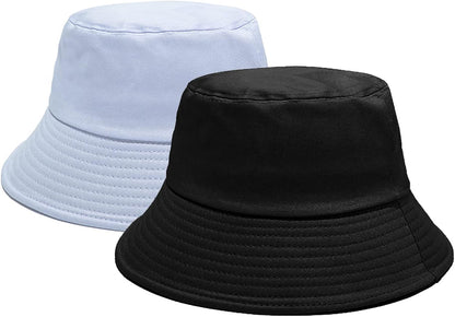 PFFY 2 Packs Bucket Hat for Women Men Cotton Hats Sun Beach Fishing Cap