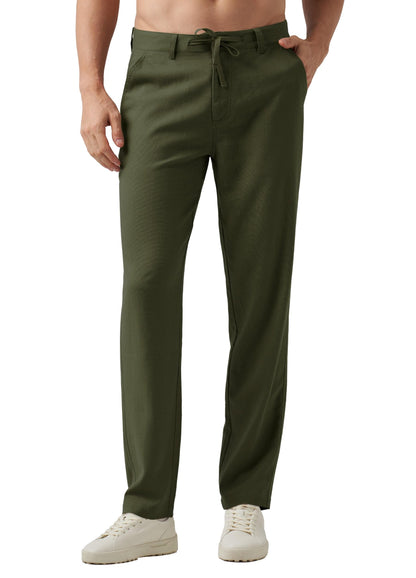Willit Men's Linen Pants Casual Linen Dress Pants Drawstring Beach Summer Lightweight Trousers 29" 30" 32"