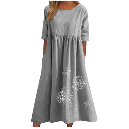 fartey Tshirt Dress for Women 2026 Casual Plus Size Summer Midi Dress Boho Floral Print Loose Flowy Long Dresses with Pockets