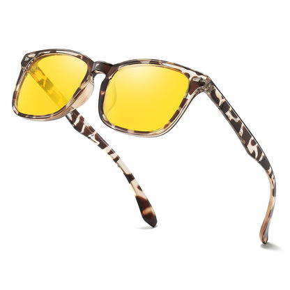 TJUTR Night Vision Driving Glasses for Men & Women, Polarized Anti Glare Yellow Lens Glasses for Night Time Safety TN2582N