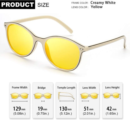 TJUTR Women's Polarized Night Driving Glasses Night Vision Yellow Lens Reduce Glare Safety Nighttime