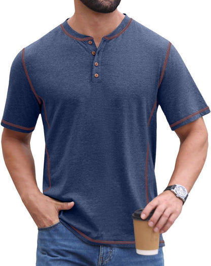 Sailwind Mens Henley Shirts Casual Lightweight Summer T-Shirt Cotton Maverick Short Sleeve