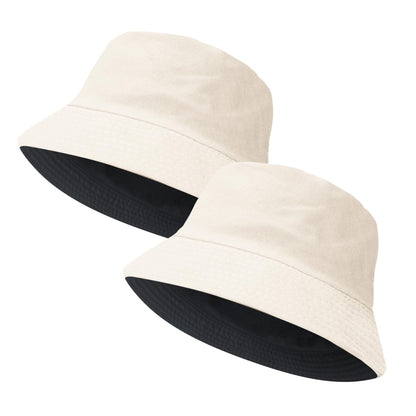 PFFY 2 Packs Bucket Hat for Women Men Cotton Hats Sun Beach Fishing Cap