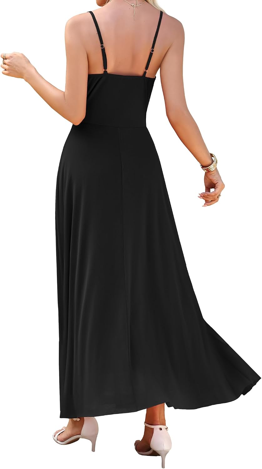 WEACZZY Cocktail Dresses for Women 2026 Spaghetti Strap Sundress Wedding Guest Maxi Dress
