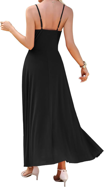 WEACZZY Cocktail Dresses for Women 2026 Spaghetti Strap Sundress Wedding Guest Maxi Dress