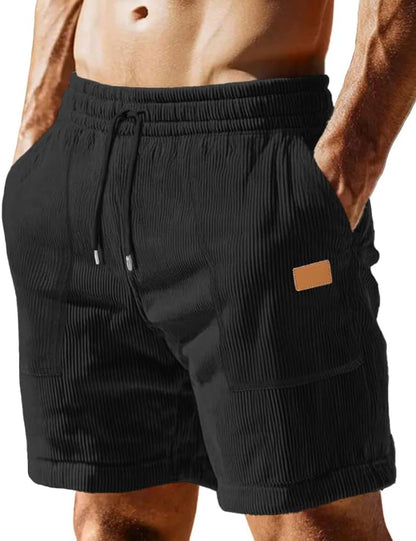 Sailwind Men's Casual Corduroy Shorts Lightweight Elastic Waist Drawstring Summer Beach Shorts