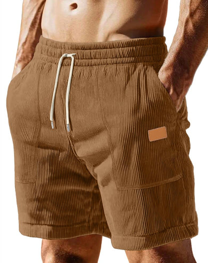 Sailwind Men's Casual Corduroy Shorts Lightweight Elastic Waist Drawstring Summer Beach Shorts