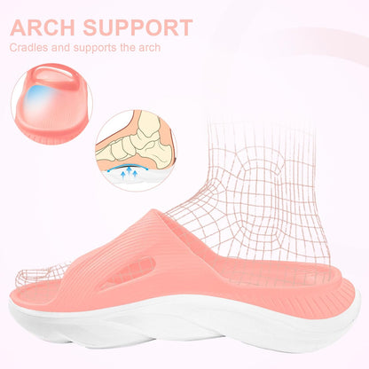 Recovery Slides for Men and Women - Orthopedic Sandals with Arch Support & Thick Cushion, Plantar Fasciitis Slippers, Lightweight Non-Slip Slides for Post-Workout Recovery