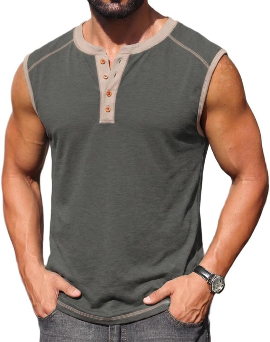 Sailwind Men's Casual Tank Top Henley Sleeveless Shirt Summer Athletic Gym Muscle Tee