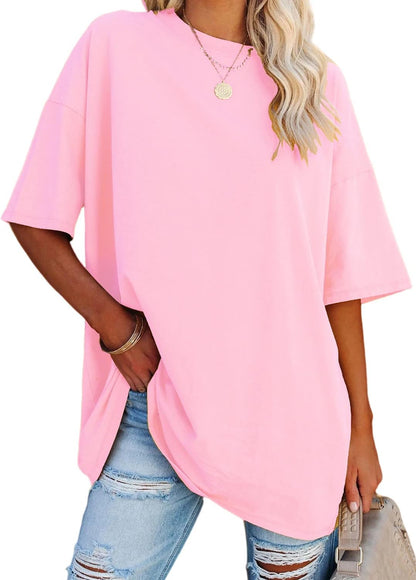 YEXIPO Women's Oversized T Shirts Graphic Tees Summer Short Sleeve Loose Fit Casual Crewneck Plain Tunic Tops