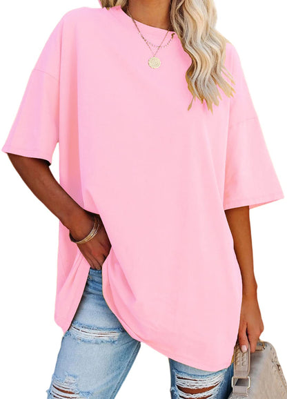 YEXIPO Women's Oversized T Shirts Graphic Tees Summer Short Sleeve Loose Fit Casual Crewneck Plain Tunic Tops