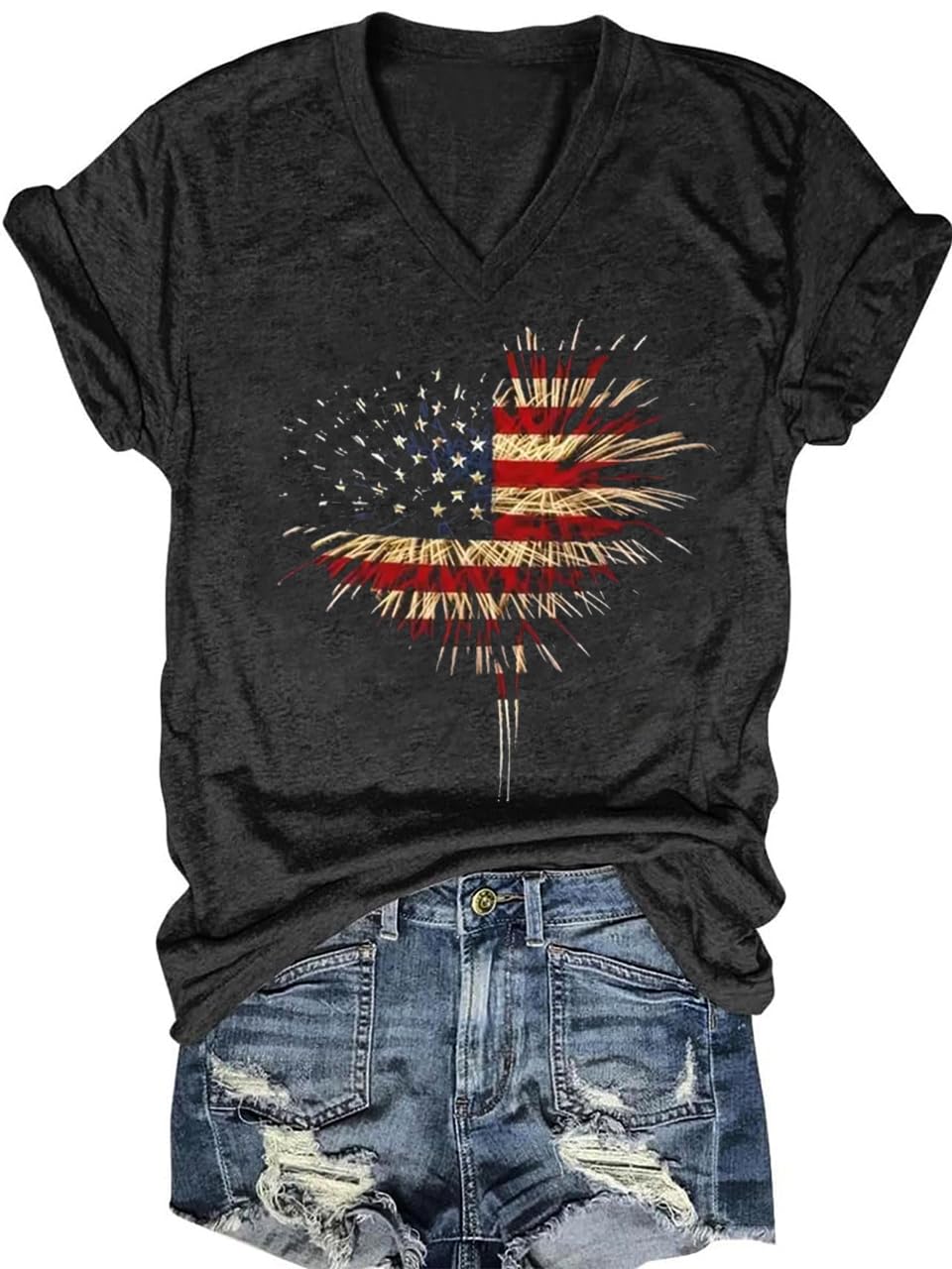 Women's T-Shirts V-Neck Dragonfly Tee Cute Summer Graphic Shirts Vintage Boho Flowers Short Sleeve T Shirt