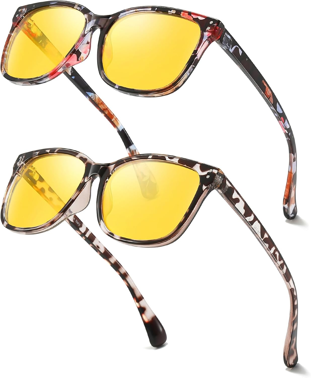 TJUTR Women’s Night Vision Driving Glasses, Polarized Yellow Tint Anti Glare Eyewear for Nighttime Driving TN2572