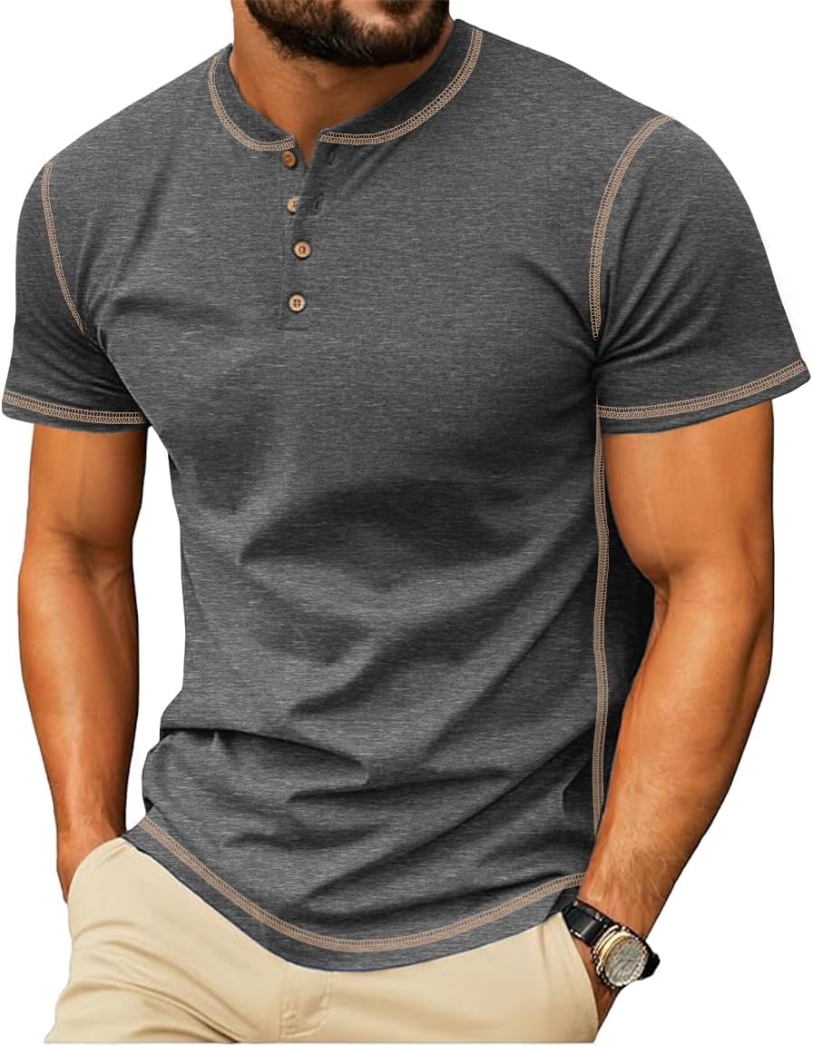Sailwind Mens Henley Shirts Casual Lightweight Summer T-Shirt Cotton Maverick Short Sleeve