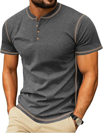 Sailwind Mens Henley Shirts Casual Lightweight Summer T-Shirt Cotton Maverick Short Sleeve