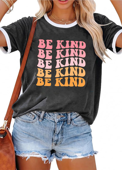 YEXIPO Graphic Tees for Women Short Sleeve Summer Tops Funny Letter Printed Loose Casual T Shirts