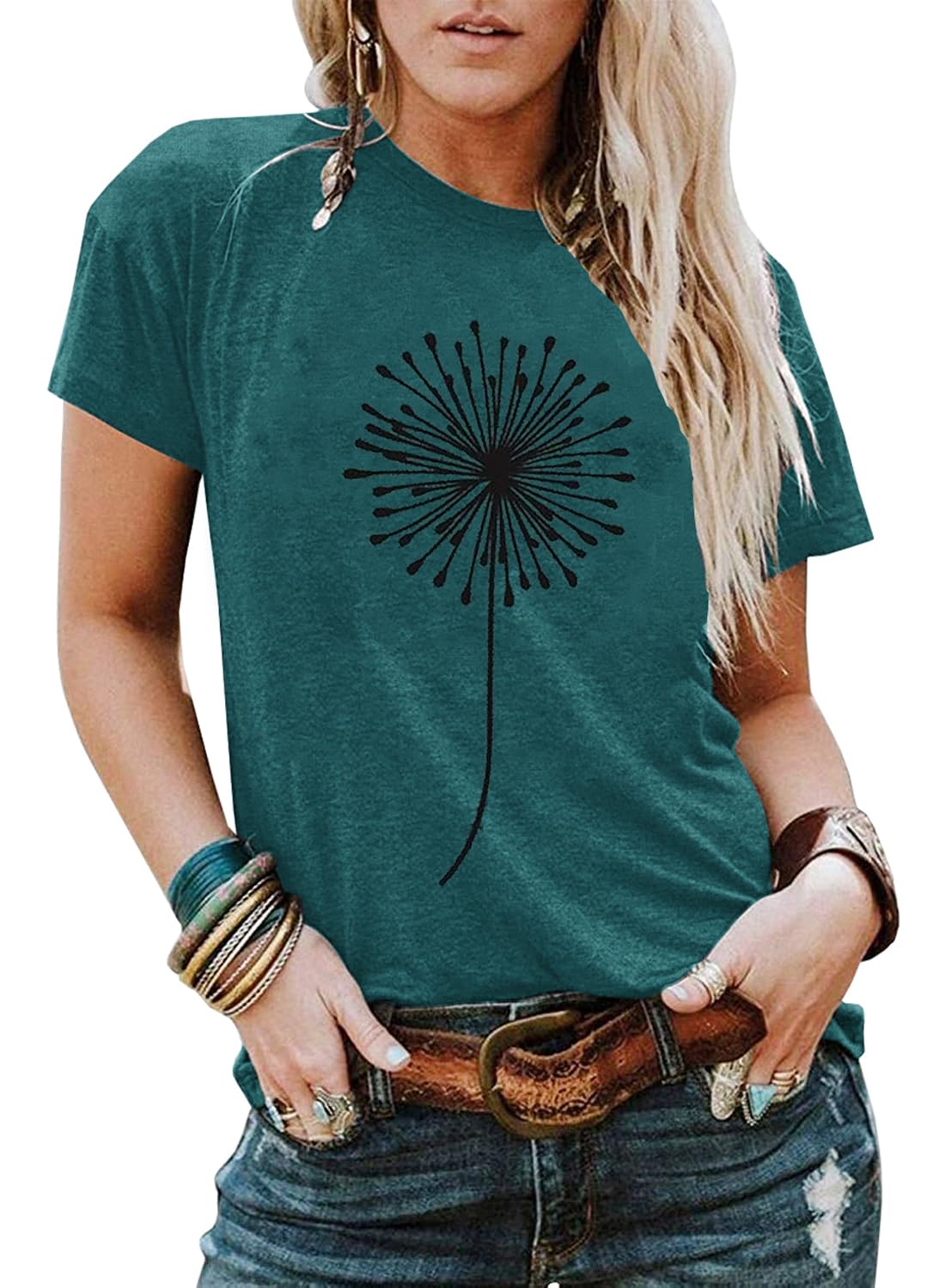 YEXIPO Womens Graphic Tees Short Sleeve Summer Tops Funny Letter Print Crew Neck Casual Loose Cute T Shirts