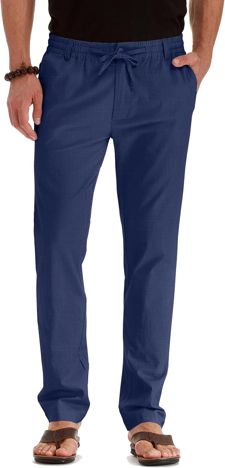 Sailwind Men's Drawstring Linen Pants Casual Summer Beach Loose Trousers