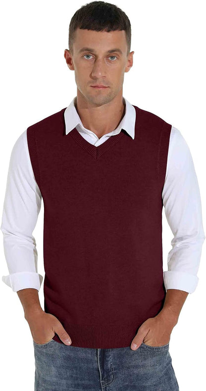 Sailwind Men's Wool Blend Knit V-Neck Sweater Vest Sleeveless Pullover