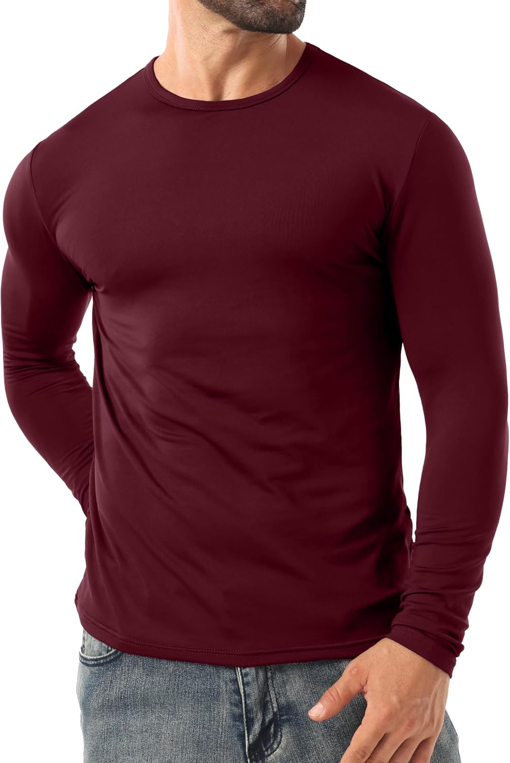 Sailwind Men Base Layer Moisture Wicking Shirts Long Sleeve Thermal Underwear Dark Red