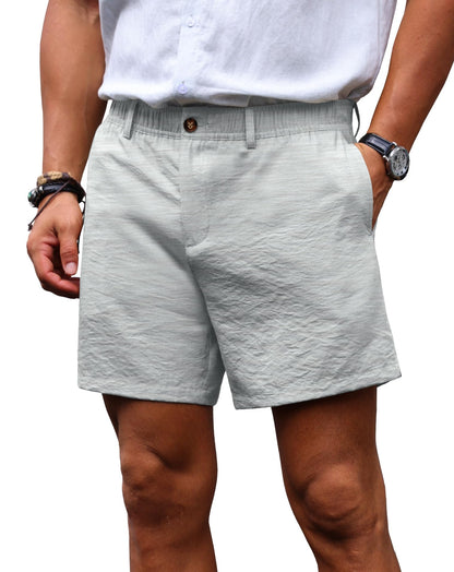 Sailwind Men’s 5.5" Linen Shorts Casual Summer Elastic Waist Lightweight Vacation Shorts with Pockets Daily Wear Outfit