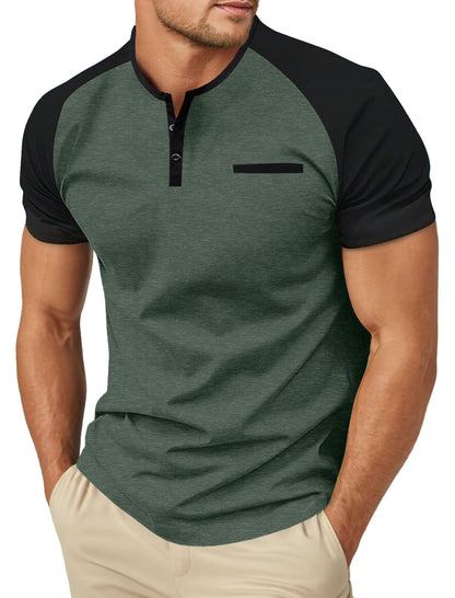 Sailwind Men's Cotton Henley Short Sleeve Casual T-Shirts with Pocket