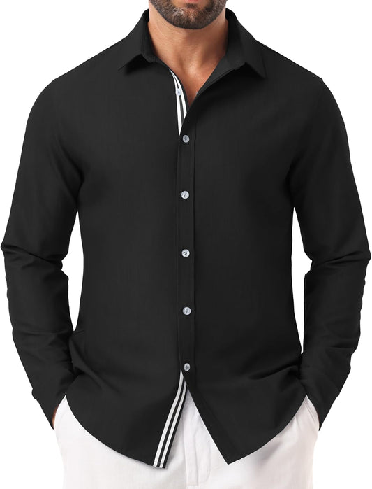 Sailwind Men's Casual Button Down Long Sleeve Shirt Untucked Business Dress Shirts