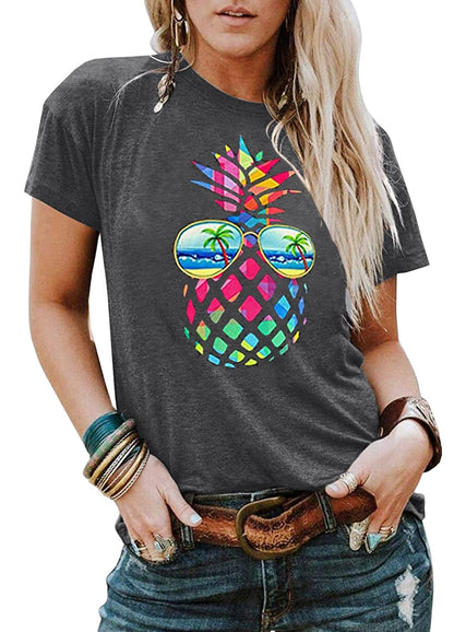 YEXIPO Womens Graphic Tees Short Sleeve Summer Tops Funny Letter Print Crew Neck Casual Loose Cute T Shirts
