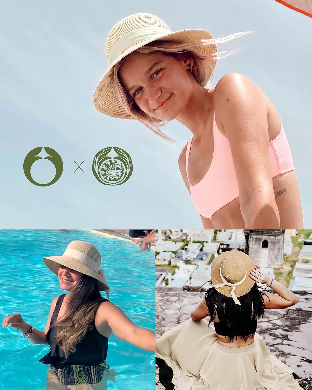 FURTALK Womens Beach Sun Straw Hat UV Protection Travel Packable Foldable Brim Summer UV Hat
