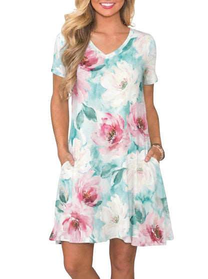 lionstill Women's Casual T Shirt Dress Summer Short Sleeve Swing Dresses with Pockets