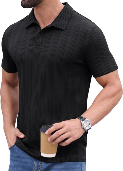 Sailwind Mens Short Sleeve Knit Polo Shirts Lightweight Casual Collared Polo Shirts for Men Stretchy Golf Polo T Shirts