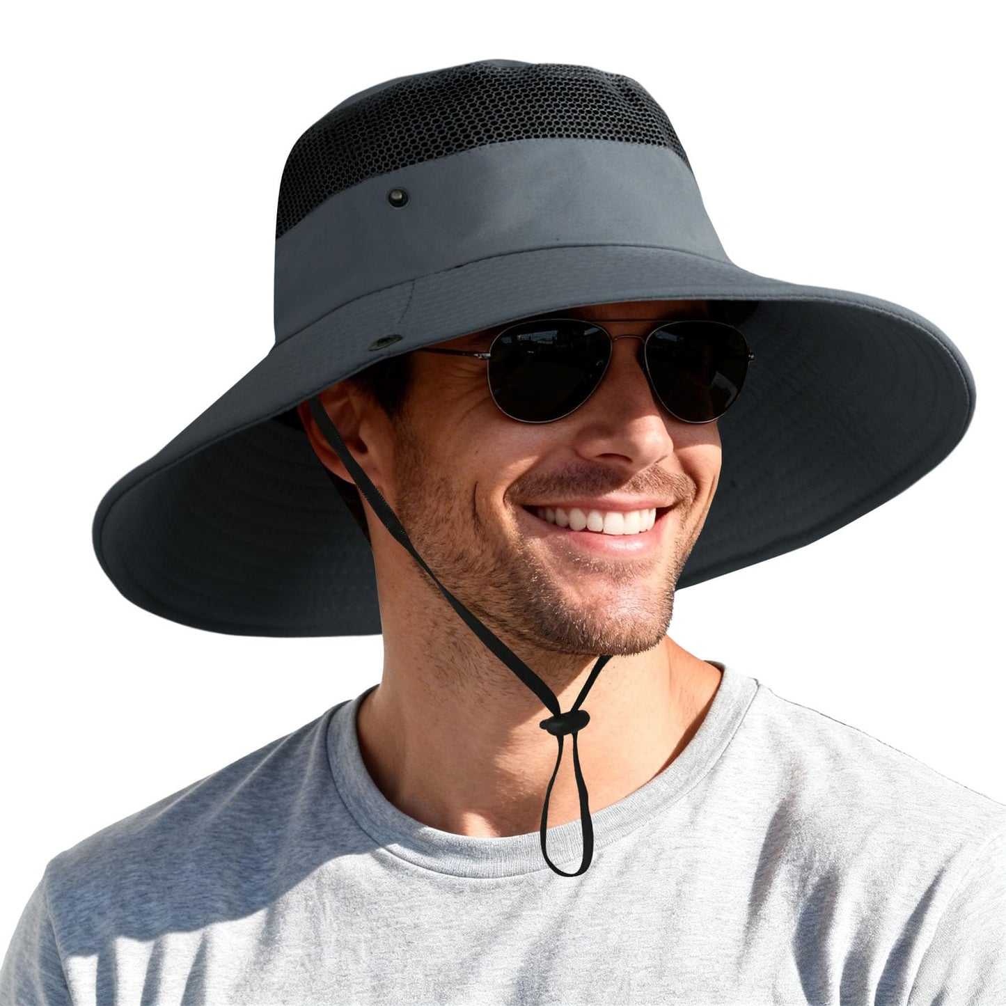 PFFY Sun Hats for Men Women Wide Brim Bucket Hat UPF 50+ Outdoor Beach Hiking Fishing Hat