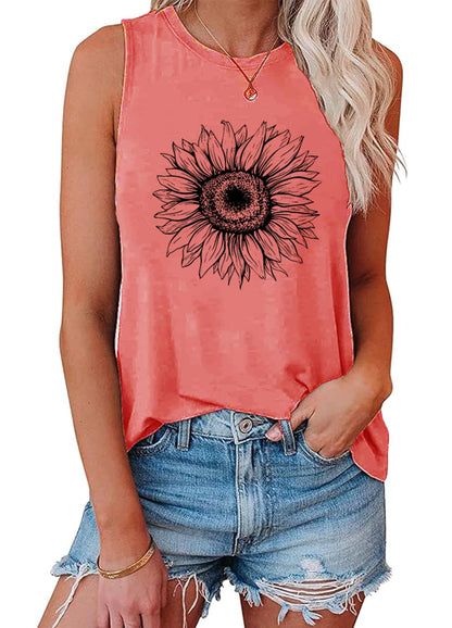 YEXIPO Womens Tank Tops Summer Sleeveless T Shirts Casual Loose Letter Printed Graphic Tees Blouses