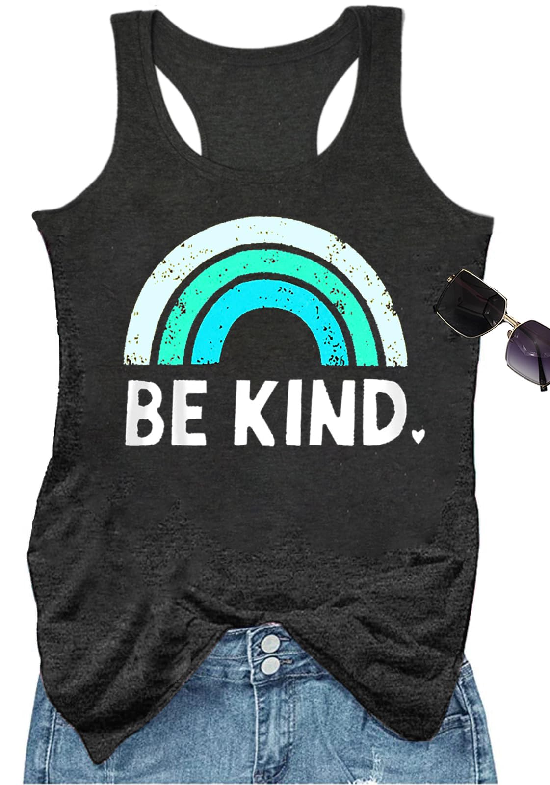YEXIPO Womens Graphic Tank Tops Racerback Summer Tops Casual Loose Workout Tanks Beach Vacation Sleeveless Shirt Tank Top