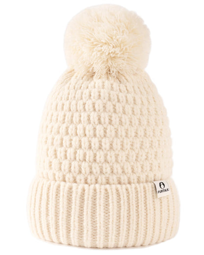 FURTALK Womens Winter Beanie Hat with Knitted Pom Pom Warm Fleece Lined Knit Soft Skull Cap for Women