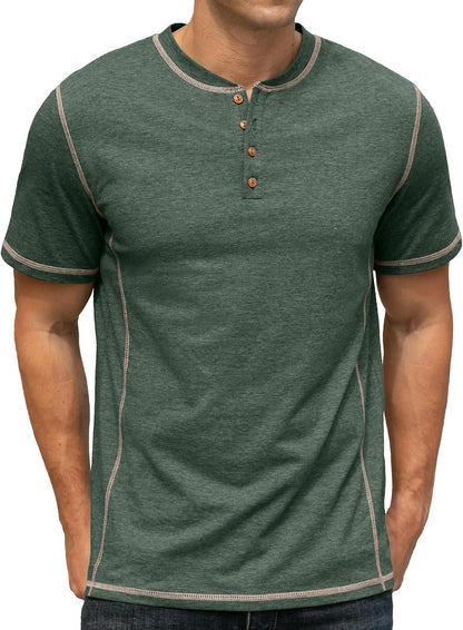 Sailwind Mens Henley Short Sleeve T-Shirt Cotton Maverick Shirt