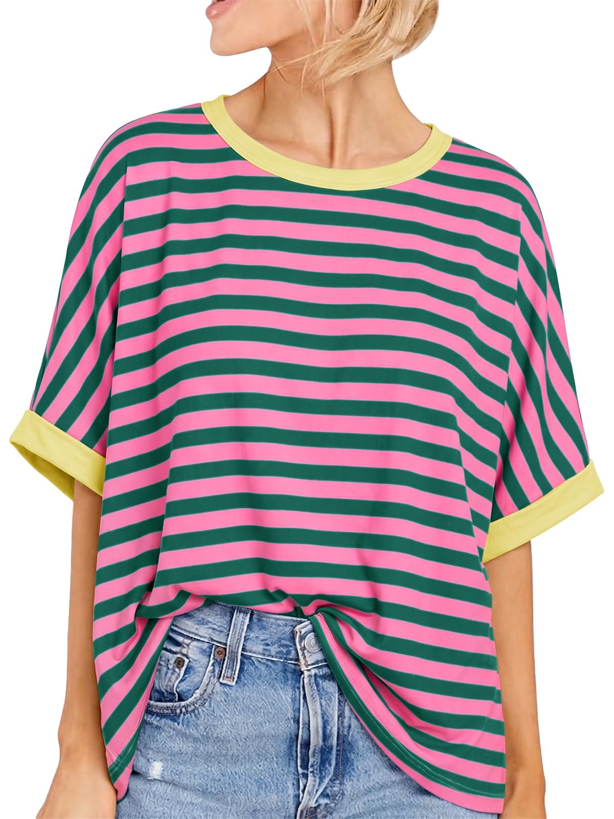 Women Oversized T-Shirt Summer Casual Short Sleeve Loose Tee Tops