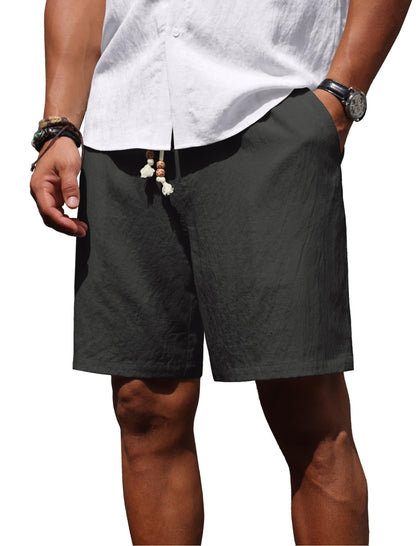 Sailwind Men’s Linen Shorts Casual Summer Elastic Waist Drawstring Lightweight Beach Vacation Shorts with Pockets