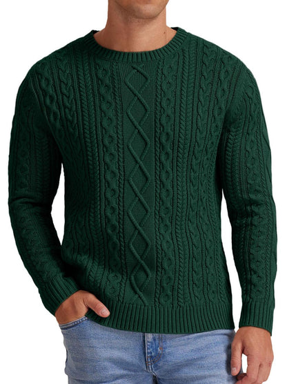 Sailwind Men's Cable Knit Sweater Casual Crewneck Long-Sleeve Fisherman Pullover
