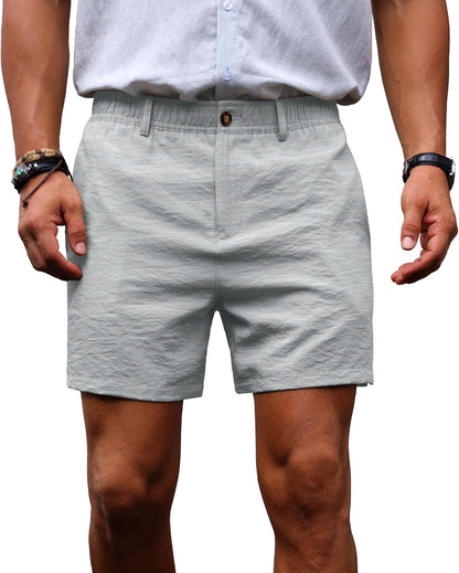 Sailwind Men’s 5.5" Linen Shorts Casual Summer Elastic Waist Lightweight Vacation Shorts with Pockets Daily Wear Outfit